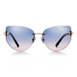 Tiffany & Co. Tiffany HardWear Sunglasses in Rose Gold-colored Metal with Blue Lenses | ^Women Tiffany HardWear|Sunglasses