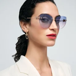 Tiffany & Co. Tiffany HardWear Sunglasses in Rose Gold-colored Metal with Blue Lenses | ^Women Tiffany HardWear|Sunglasses