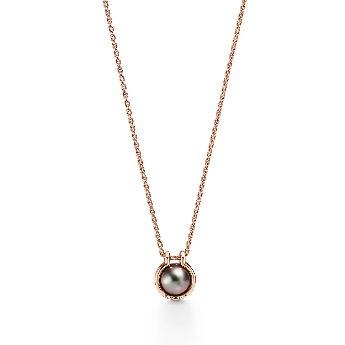 Tiffany & Co. Tiffany HardWear Tahitian black pearl link pendant in 18k rose gold. | ^ Necklaces & Pendants|Dainty Jewelry