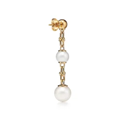 Tiffany & Co. Tiffany HardWear Triple Drop Link Earrings in Yellow Gold with Freshwater Pearls | ^ Earrings|Gold Jewelry