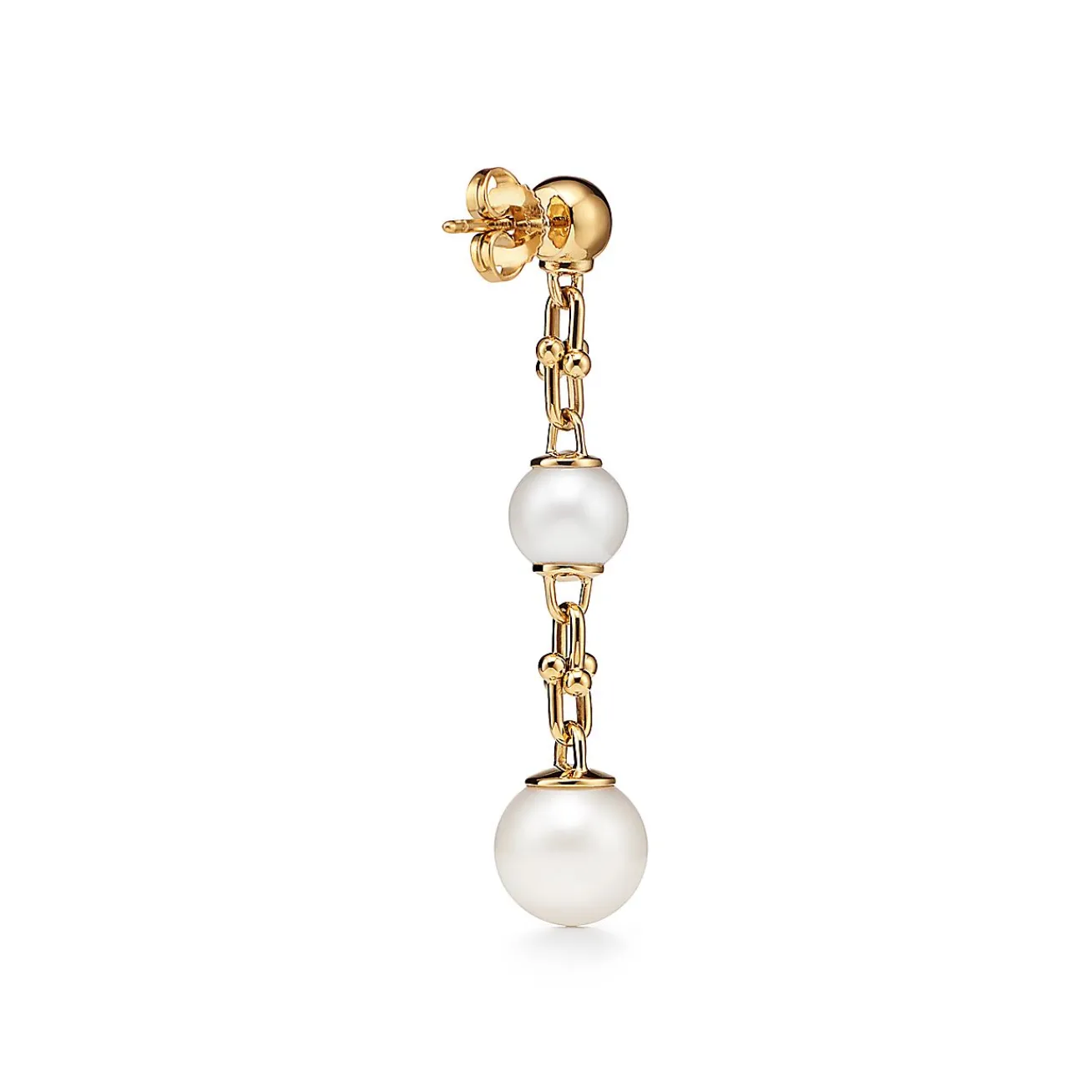 Tiffany & Co. Tiffany HardWear Triple Drop Link Earrings in Yellow Gold with Freshwater Pearls | ^ Earrings|Gold Jewelry
