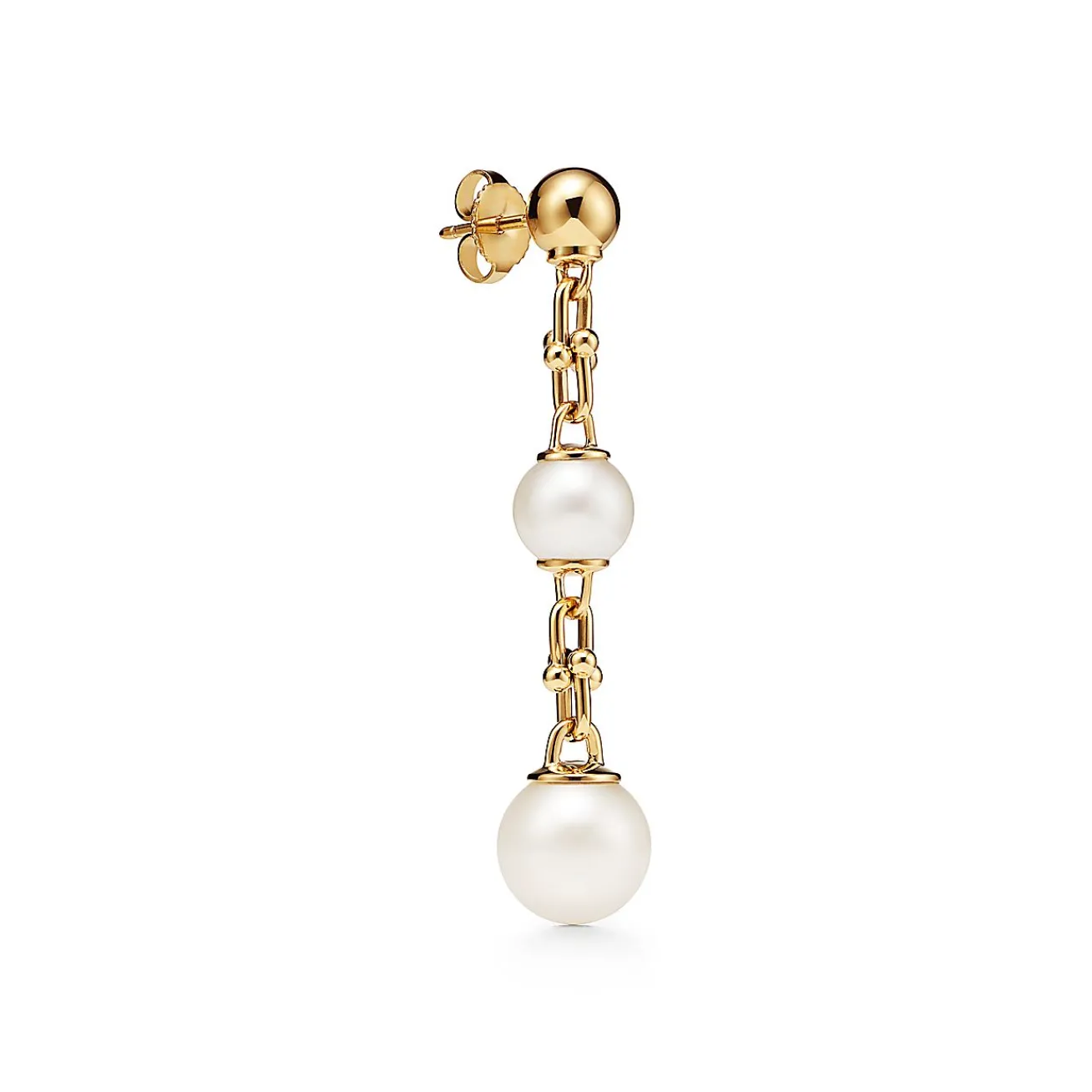 Tiffany & Co. Tiffany HardWear Triple Drop Link Earrings in Yellow Gold with Freshwater Pearls | ^ Earrings|Gold Jewelry