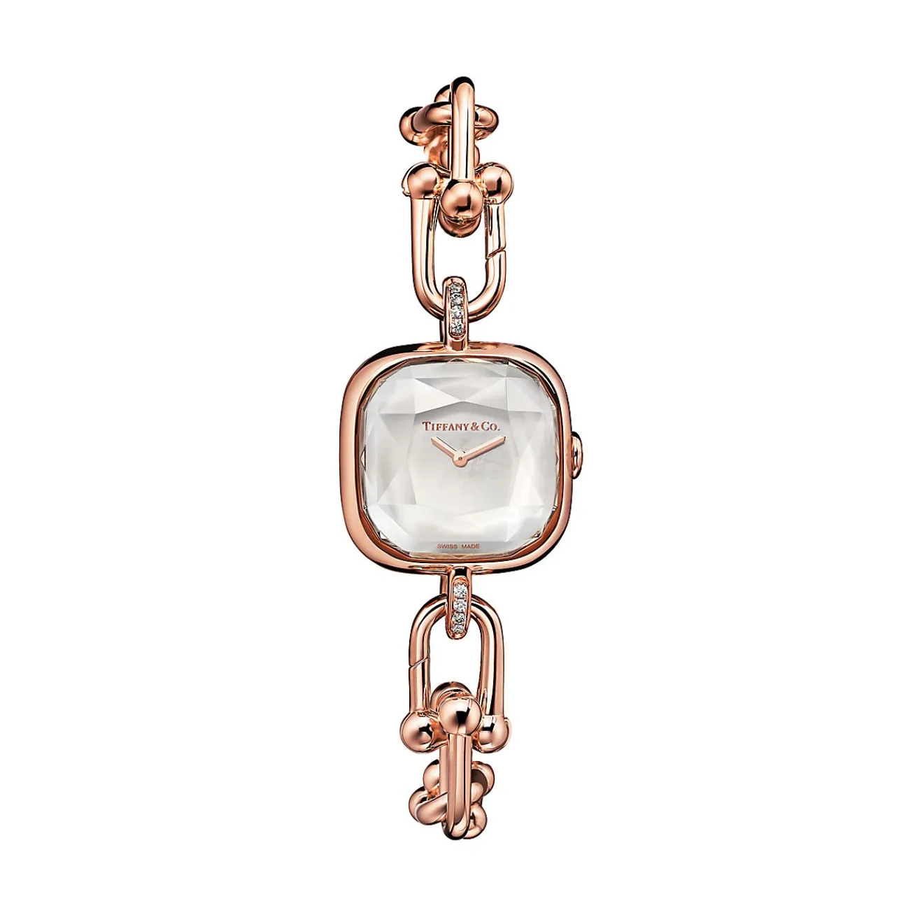 Tiffany & Co. Tiffany HardWear Watch in Rose Gold with Pavé Diamonds and White Mother-of-pearl | ^Women Fine Watches|Tiffany HardWear