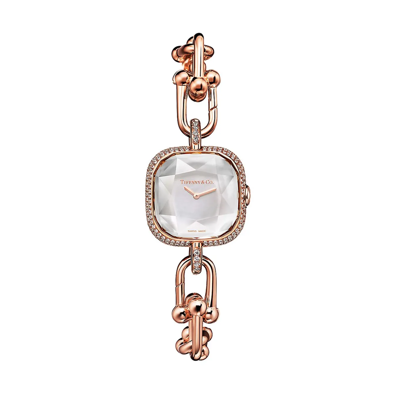 Tiffany & Co. Tiffany HardWear Watch in Rose Gold with Pavé Diamonds and White Mother-of-pearl | ^Women Fine Watches|Tiffany HardWear