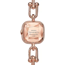 Tiffany & Co. Tiffany HardWear Watch in Rose Gold with Pavé Diamonds and White Mother-of-pearl | ^Women Fine Watches|Tiffany HardWear