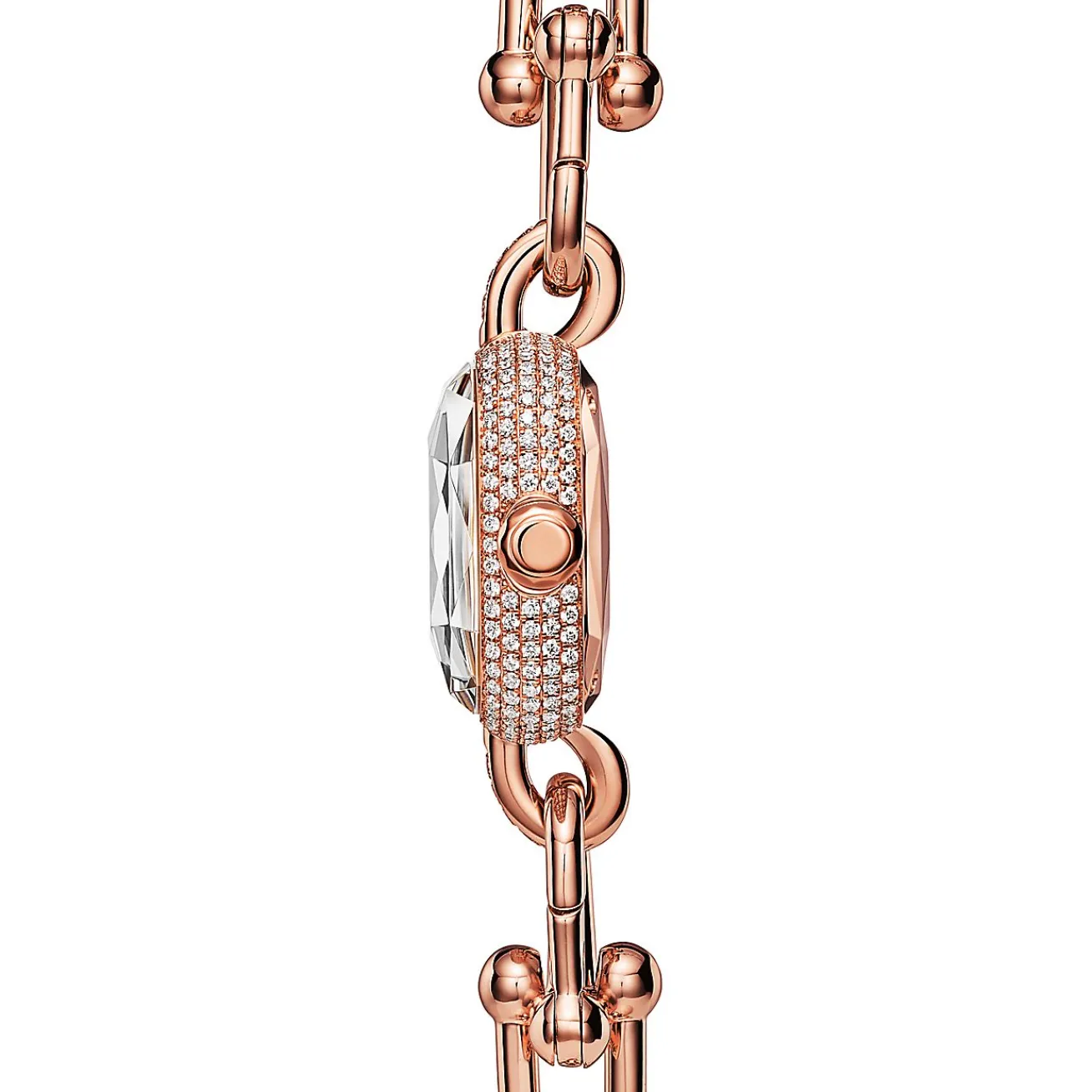 Tiffany & Co. Tiffany HardWear Watch in Rose Gold with Pavé Diamonds and White Mother-of-pearl | ^Women Fine Watches|Tiffany HardWear