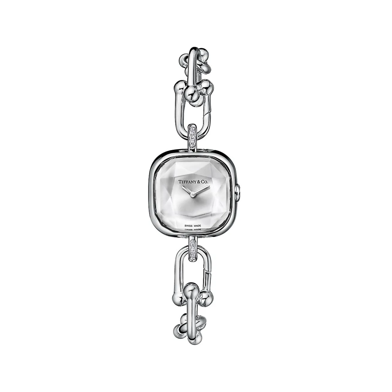 Tiffany & Co. Tiffany HardWear Watch in Sterling Silver and Steel with Diamonds | ^Women Fine Watches|Tiffany HardWear