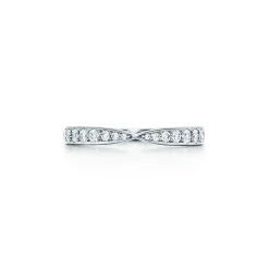 Tiffany & Co. Tiffany Harmony® Band Ring in Platinum with Diamonds, 1.8 mm | ^Women Rings|Stacking Rings