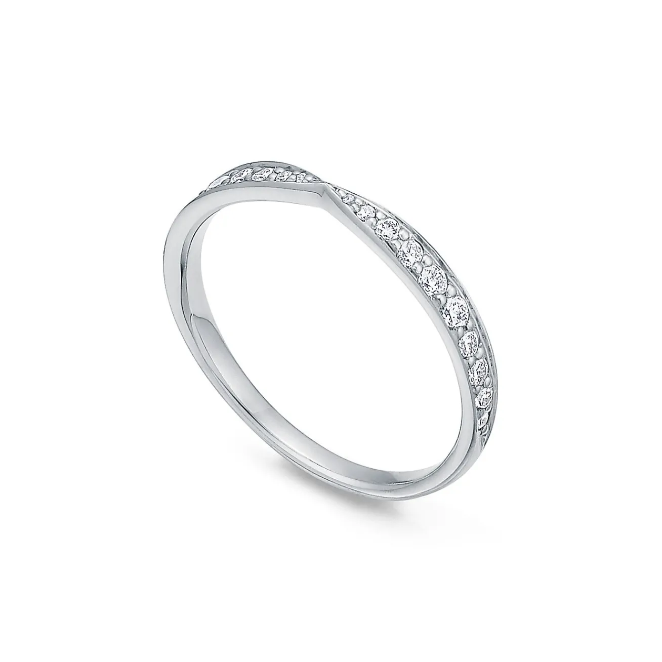 Tiffany & Co. Tiffany Harmony® Band Ring in Platinum with Diamonds, 1.8 mm | ^Women Rings|Stacking Rings