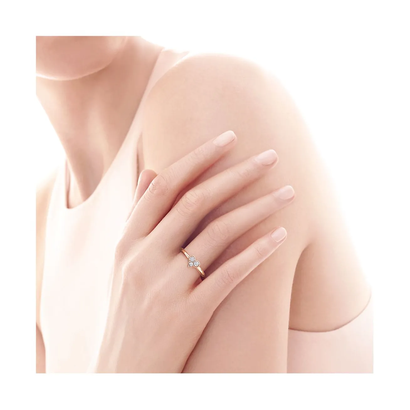 Tiffany & Co. Tiffany Hearts® ring in 18k rose gold with diamonds. | ^ Rings|Rose Gold Jewelry