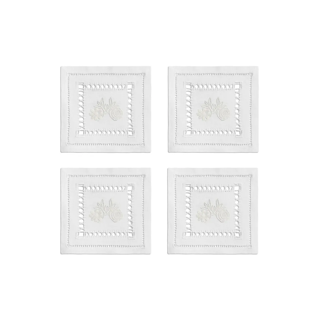 Tiffany & Co. Tiffany Heritage Coasters Set of Four, in White Linen | ^ Table Linens