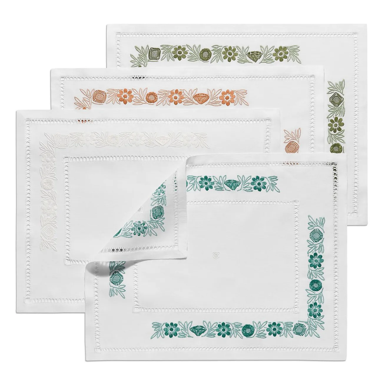 Tiffany & Co. Tiffany Heritage Place Mats Set of Four, in White Linen | ^ Table Linens