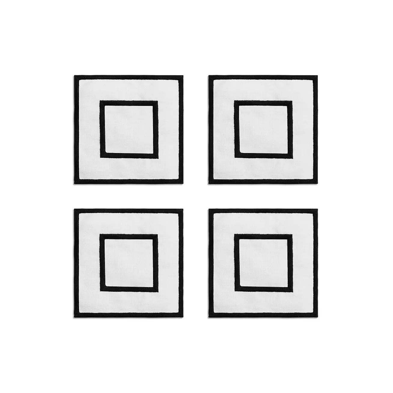 Tiffany & Co. Tiffany Home Essentials Embroidered Coasters in Linen, Set of Four | ^ Decor|Table Linens