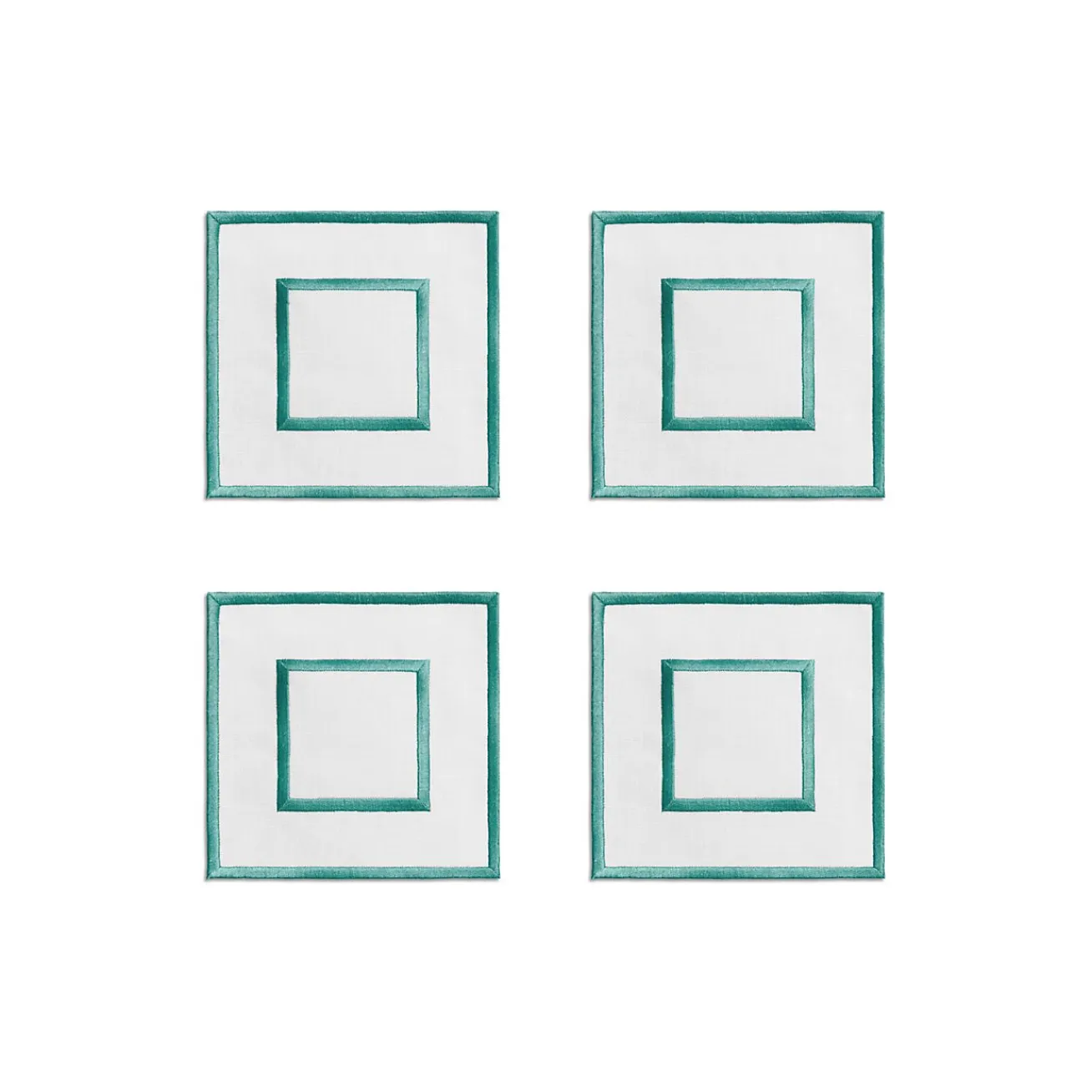 Tiffany & Co. Tiffany Home Essentials Embroidered Coasters in Linen, Set of Four | ^ Tiffany Blue® Gifts|Decor