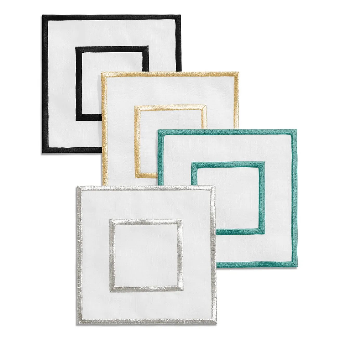 Tiffany & Co. Tiffany Home Essentials Embroidered Coasters in Linen, Set of Four | ^ Tiffany Blue® Gifts|Decor