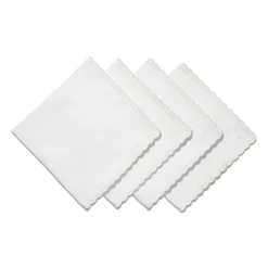 Tiffany & Co. Tiffany Home Essentials Scalloped Napkins in White Linen, Set of Four | ^ Decor|Table Linens