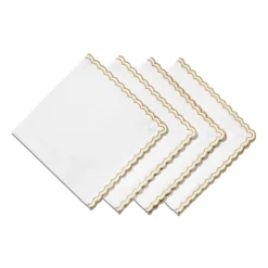 Tiffany & Co. Tiffany Home Essentials Scalloped Napkins in White Linen, Set of Four | ^ Decor|Table Linens