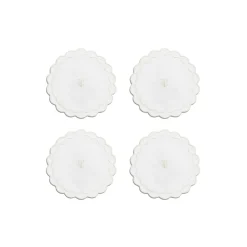 Tiffany & Co. Tiffany Home Essentials Scalloped Coasters in White Linen, Set of Four | ^ Decor|Table Linens