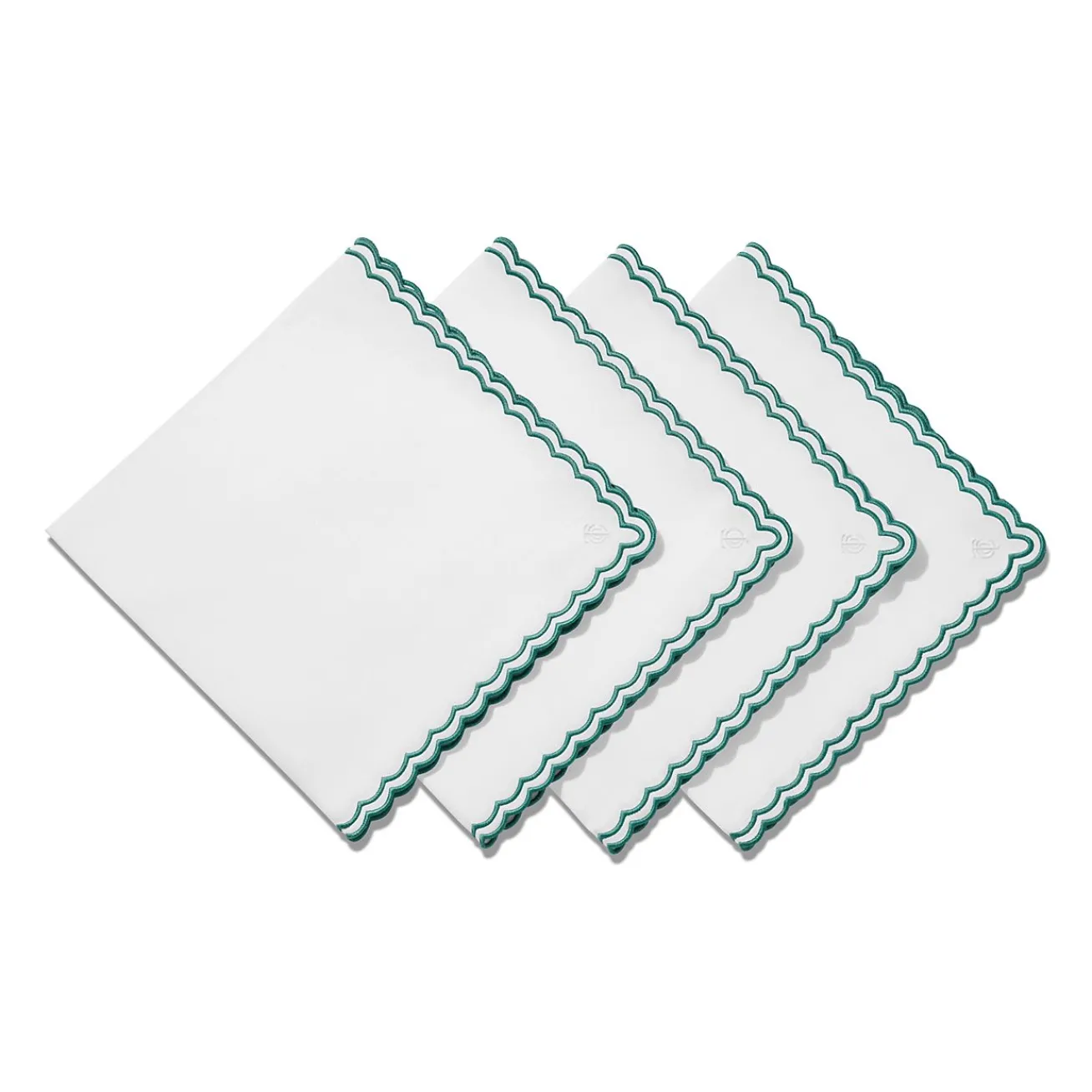 Tiffany & Co. Tiffany Home Essentials Scalloped Napkins in White Linen, Set of Four | ^ The Home|Housewarming Gifts