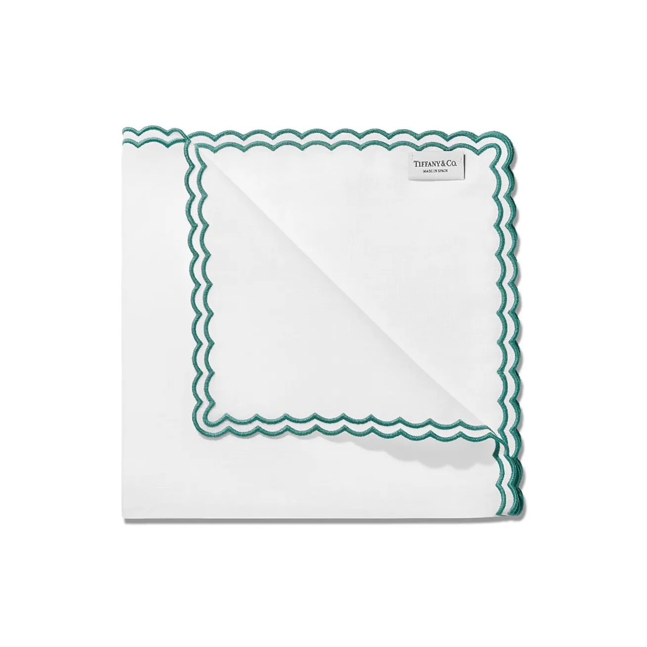 Tiffany & Co. Tiffany Home Essentials Scalloped Napkins in White Linen, Set of Four | ^ The Home|Housewarming Gifts