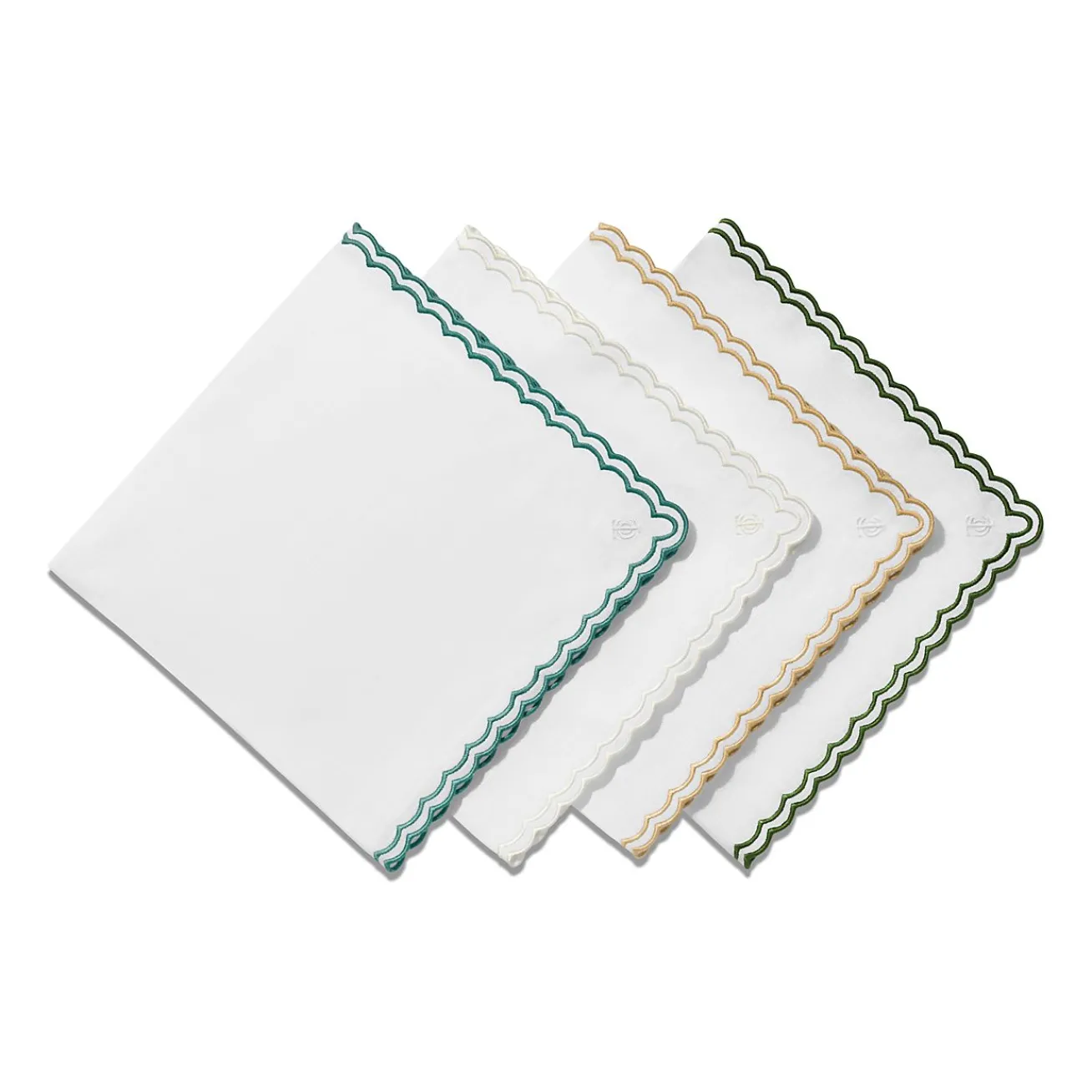 Tiffany & Co. Tiffany Home Essentials Scalloped Napkins in White Linen, Set of Four | ^ The Home|Housewarming Gifts