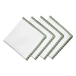 Tiffany & Co. Tiffany Home Essentials Scalloped Napkins in White Linen, Set of Four | ^ Decor|Table Linens
