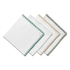 Tiffany & Co. Tiffany Home Essentials Scalloped Napkins in White Linen, Set of Four | ^ Decor|Table Linens