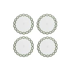 Tiffany & Co. Tiffany Home Essentials Scalloped Coasters in White Linen, Set of Four | ^ Decor|Table Linens