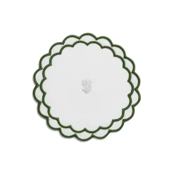 Tiffany & Co. Tiffany Home Essentials Scalloped Coasters in White Linen, Set of Four | ^ Decor|Table Linens