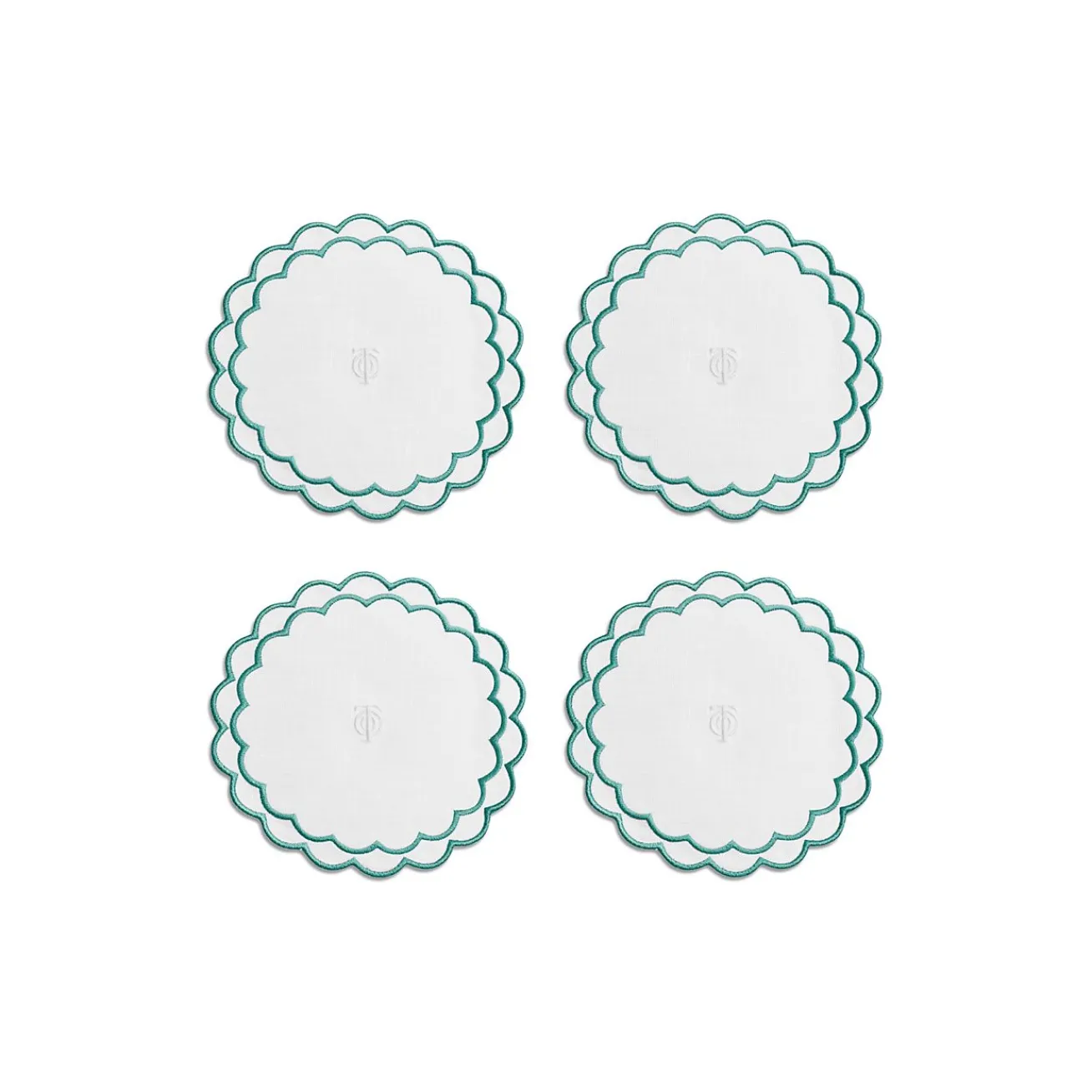 Tiffany & Co. Tiffany Home Essentials Scalloped Coasters in White Linen, Set of Four | ^ The Home|Housewarming Gifts