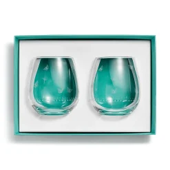 Tiffany & Co. Tiffany Jardin Stemless Red Wine Glasses in Etched Glass, Set of Two | ^ Glassware & Barware|Bar & Drinkware