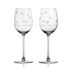 Tiffany & Co. Tiffany Jardin White Wine Glasses in Etched Glass, Set of Two | ^ Glassware & Barware|Bar & Drinkware