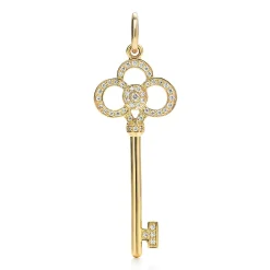 Tiffany & Co. Tiffany Keys Crown Key in Yellow Gold with Diamonds, 1.5" | ^ Gold Jewelry|Diamond Jewelry