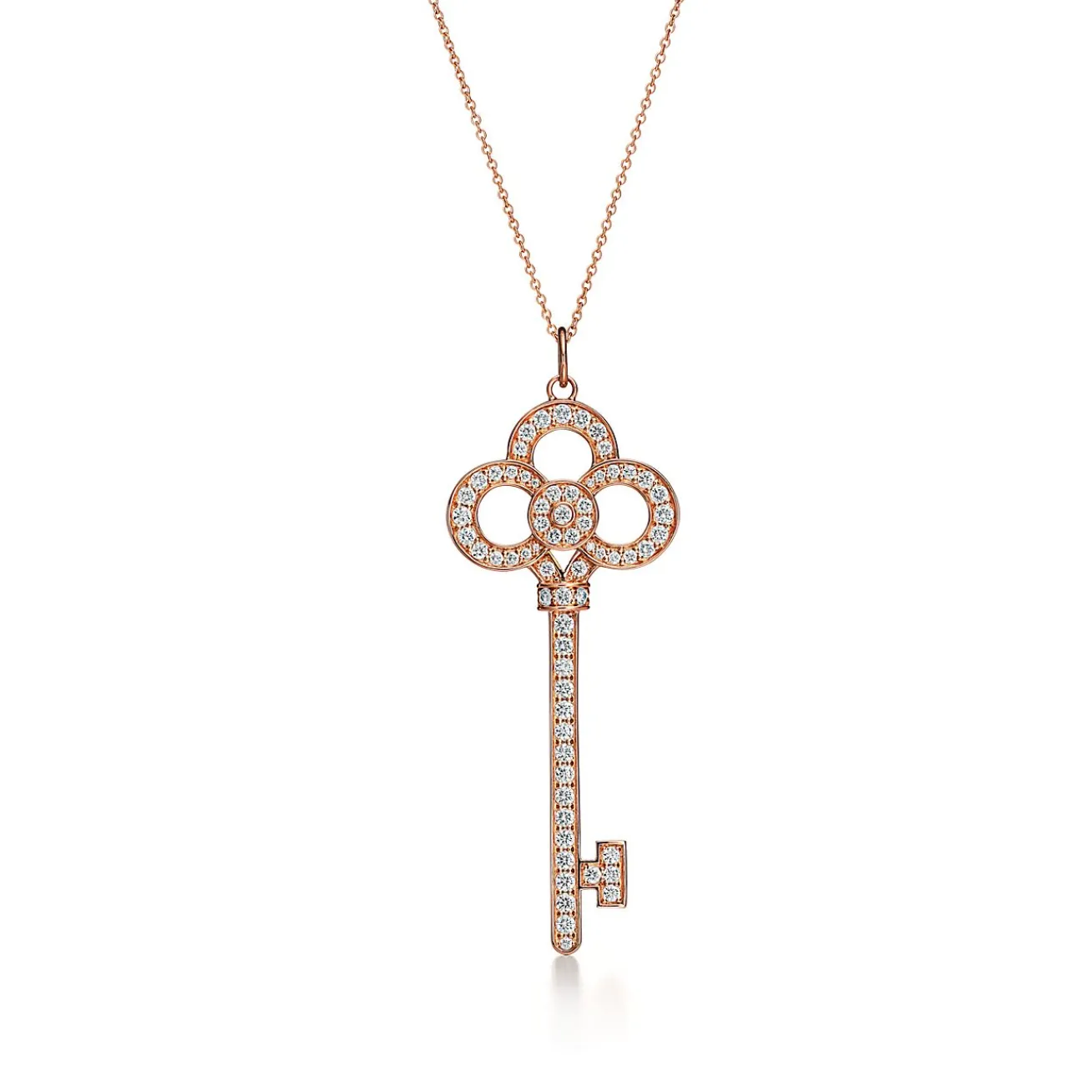 Tiffany & Co. Tiffany Keys crown key in 18k rose gold with pavé diamonds. | ^ Necklaces & Pendants|Rose Gold Jewelry