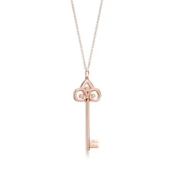 Tiffany & Co. Tiffany Keys fleur de lis key pendant in 18k rose gold with diamonds, medium. | ^ Necklaces & Pendants|Rose Gold Jewelry