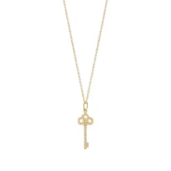 Tiffany & Co. Tiffany Keys fleur de lis key in 18k gold with diamonds, mini. | ^ Necklaces & Pendants|Gold Jewelry