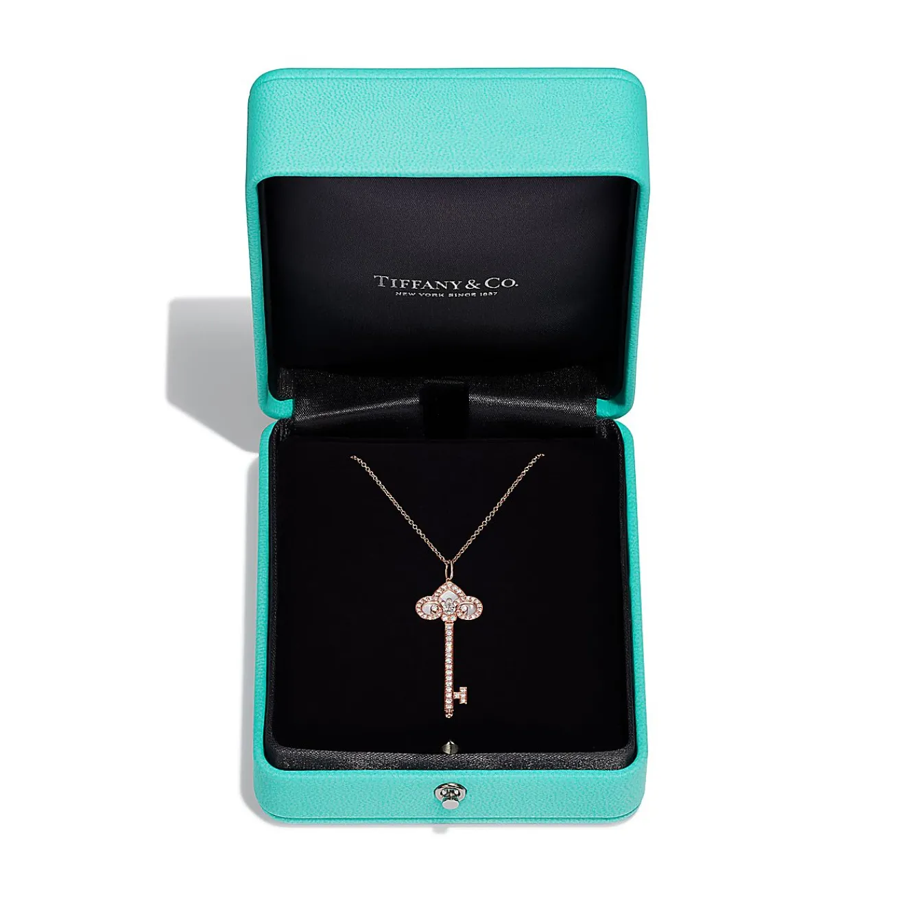 Tiffany & Co. Tiffany Keys Fleur de Lis Key in Rose Gold with Diamonds and Mother-of-pearl | ^ Rose Gold Jewelry|Diamond Jewelry