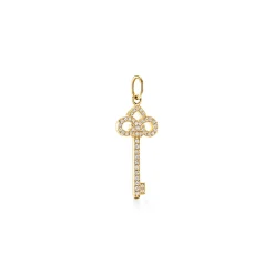 Tiffany & Co. Tiffany Keys fleur de lis key in 18k gold with diamonds, mini. | ^ Gold Jewelry|Diamond Jewelry