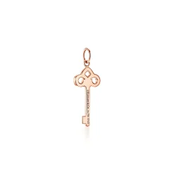 Tiffany & Co. Tiffany Keys fleur de lis key in 18k rose gold with diamonds, mini. | ^ Rose Gold Jewelry|Diamond Jewelry