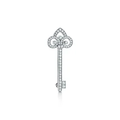Tiffany & Co. Tiffany Keys Fleur de Lis Key Brooch in Platinum with Diamonds | ^ Brooches|Platinum Jewelry