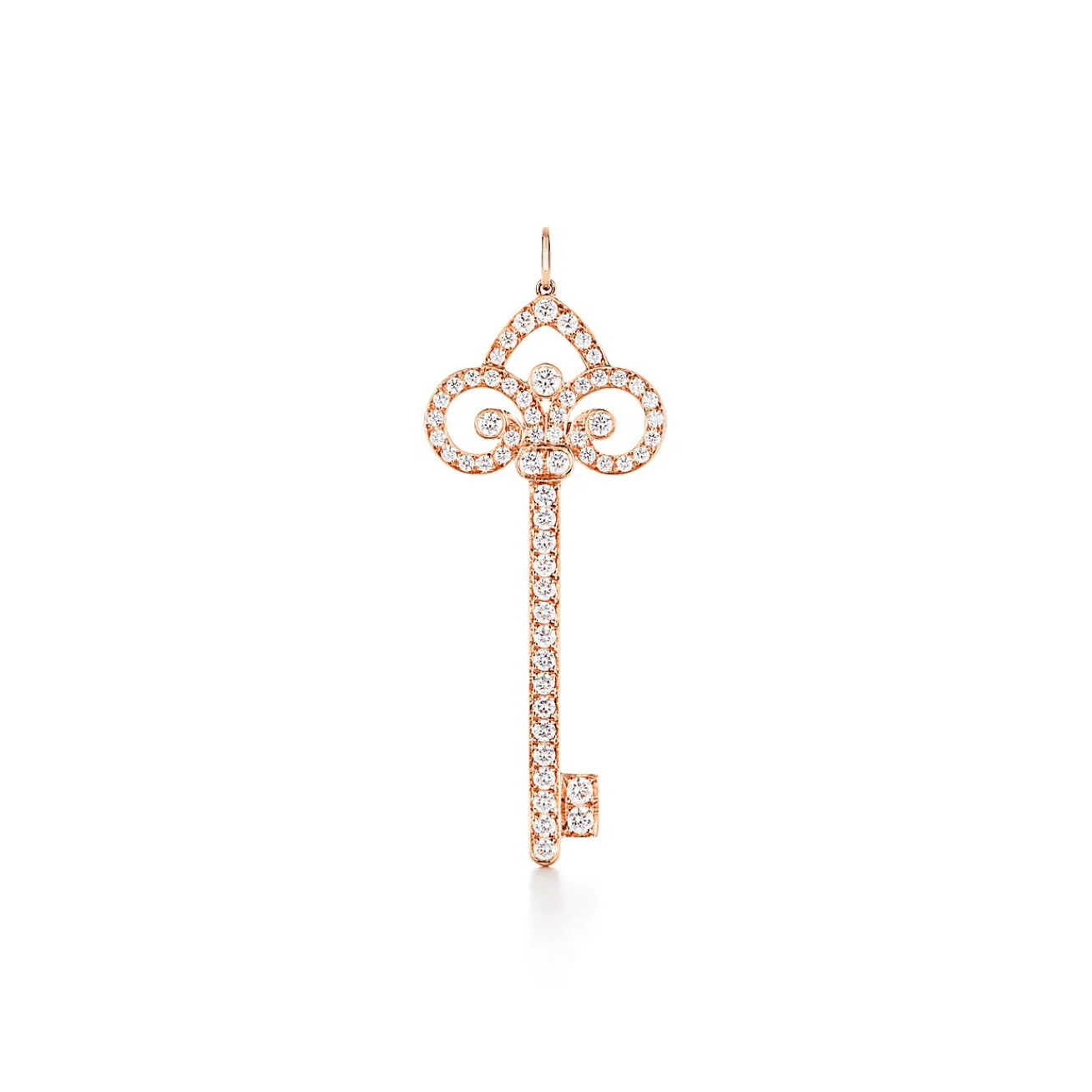 Tiffany & Co. Tiffany Keys fleur de lis key pendant in 18k rose gold with diamonds, large. | ^ Rose Gold Jewelry|Diamond Jewelry