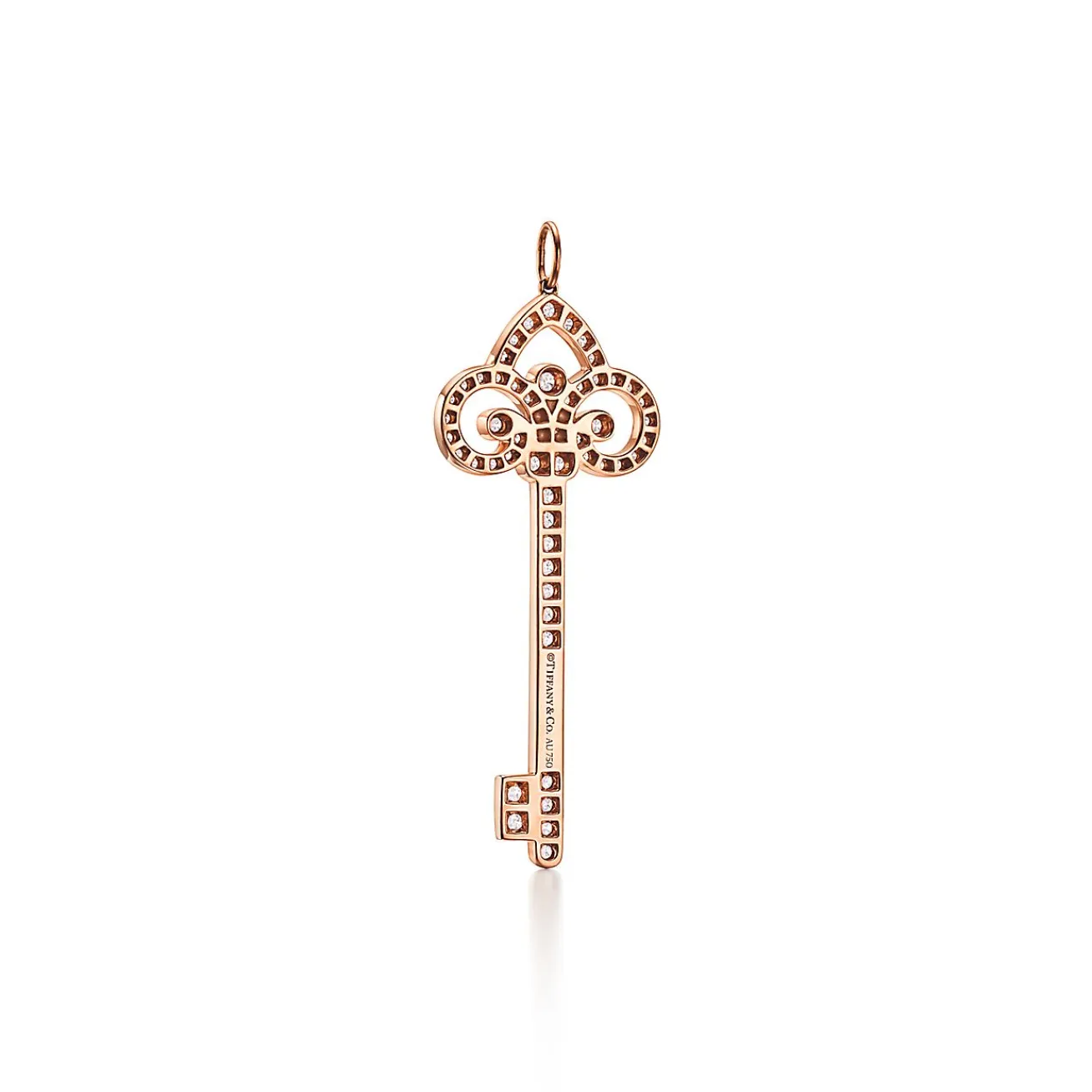 Tiffany & Co. Tiffany Keys fleur de lis key pendant in 18k rose gold with diamonds, large. | ^ Rose Gold Jewelry|Diamond Jewelry