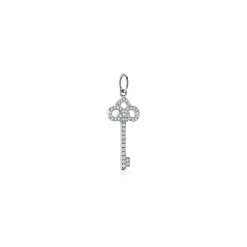 Tiffany & Co. Tiffany Keys fleur de lis key in 18k white gold with diamonds, mini. | ^ Diamond Jewelry