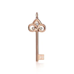 Tiffany & Co. Tiffany Keys fleur de lis key pendant in 18k rose gold with diamonds, medium. | ^ Rose Gold Jewelry|Diamond Jewelry