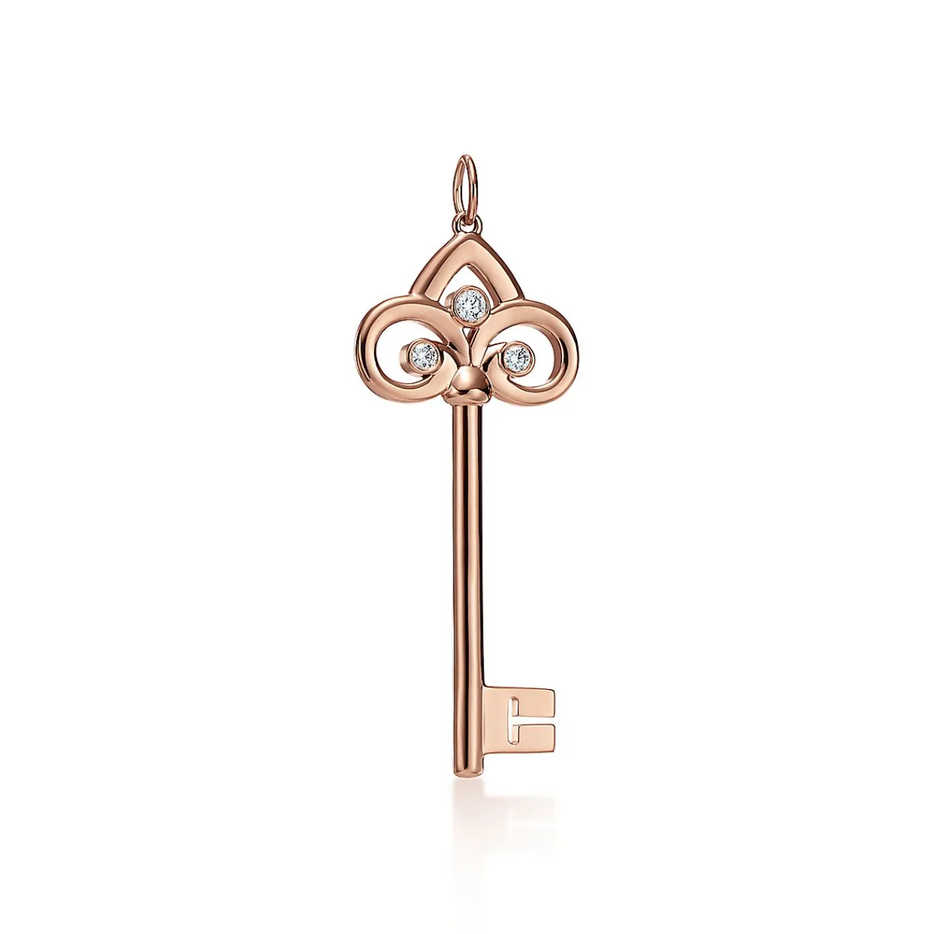 Tiffany & Co. Tiffany Keys fleur de lis key pendant in 18k rose gold with diamonds, medium. | ^ Rose Gold Jewelry|Diamond Jewelry