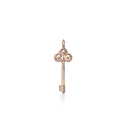Tiffany & Co. Tiffany Keys fleur de lis key pendant in 18k rose gold with diamonds. | ^ Rose Gold Jewelry|Diamond Jewelry