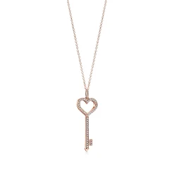 Tiffany & Co. Tiffany Keys Heart Key in Rose Gold with Diamonds, Small | ^ Necklaces & Pendants|Rose Gold Jewelry