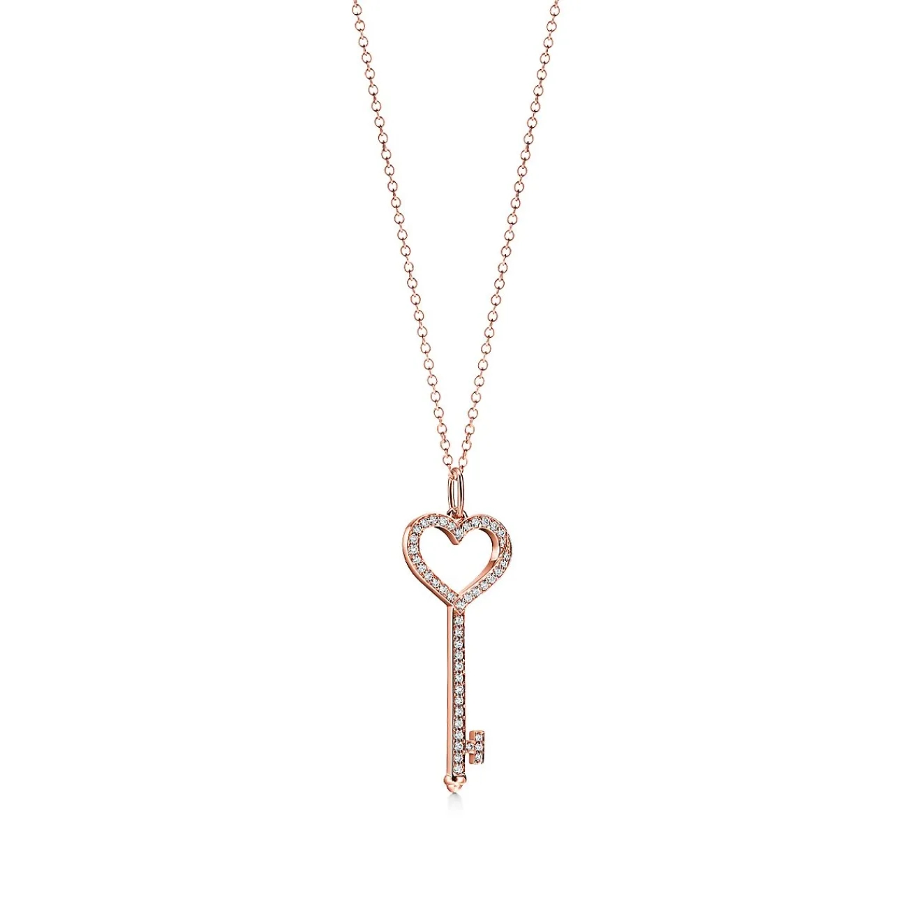 Tiffany & Co. Tiffany Keys Heart Key in Rose Gold with Diamonds, Small | ^ Necklaces & Pendants|Rose Gold Jewelry