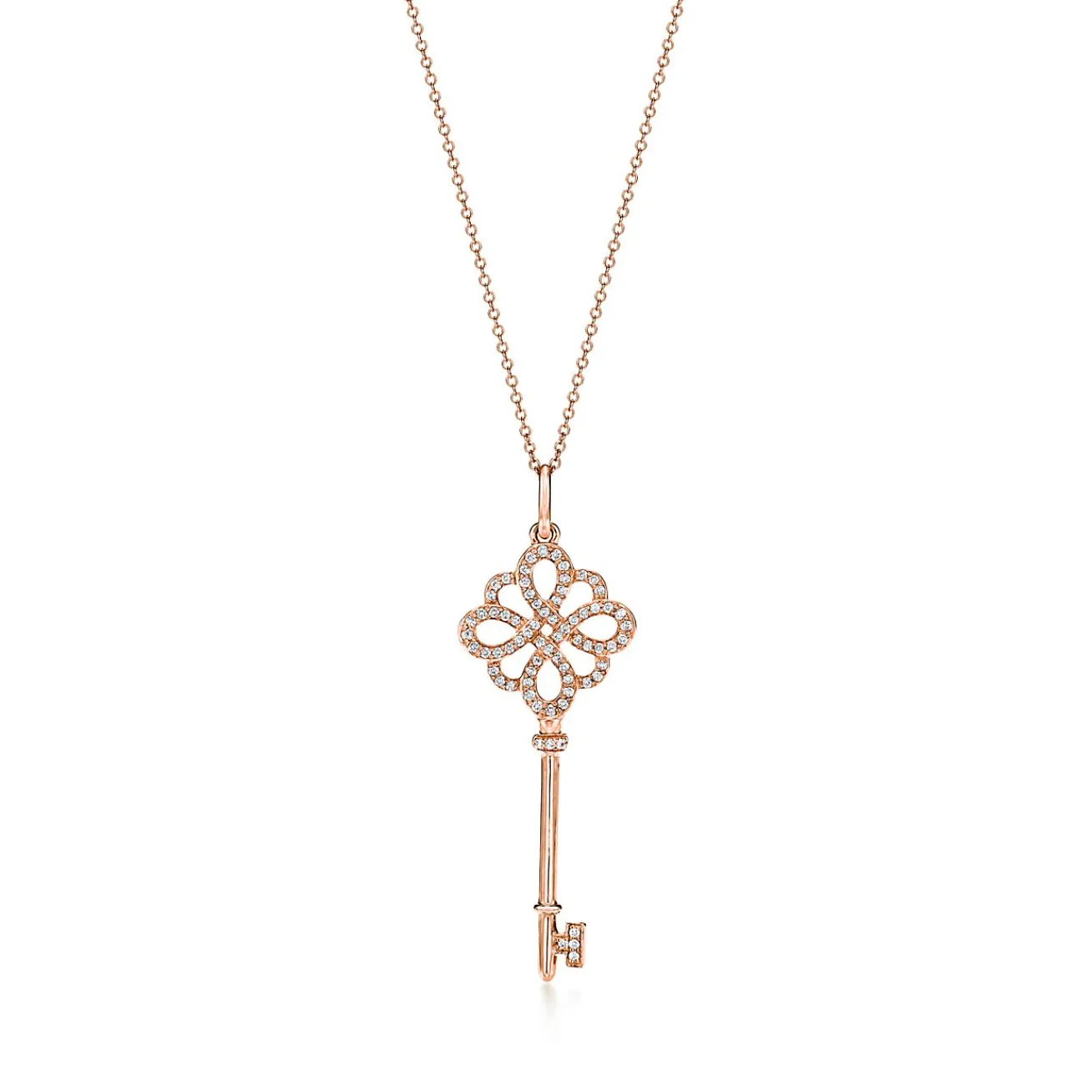 Tiffany & Co. Tiffany Keys knot key in 18k rose gold with diamonds. | ^ Necklaces & Pendants|Rose Gold Jewelry