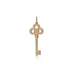 Tiffany & Co. Tiffany Keys mini crown key pendant in 18k gold with diamonds. | ^ Gold Jewelry|Diamond Jewelry